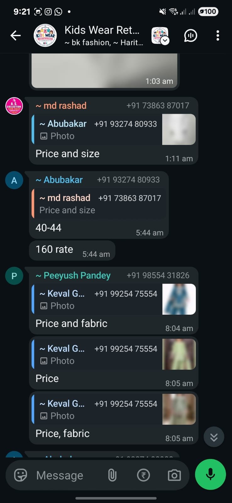 Price, size aur fabric ki direct discussion